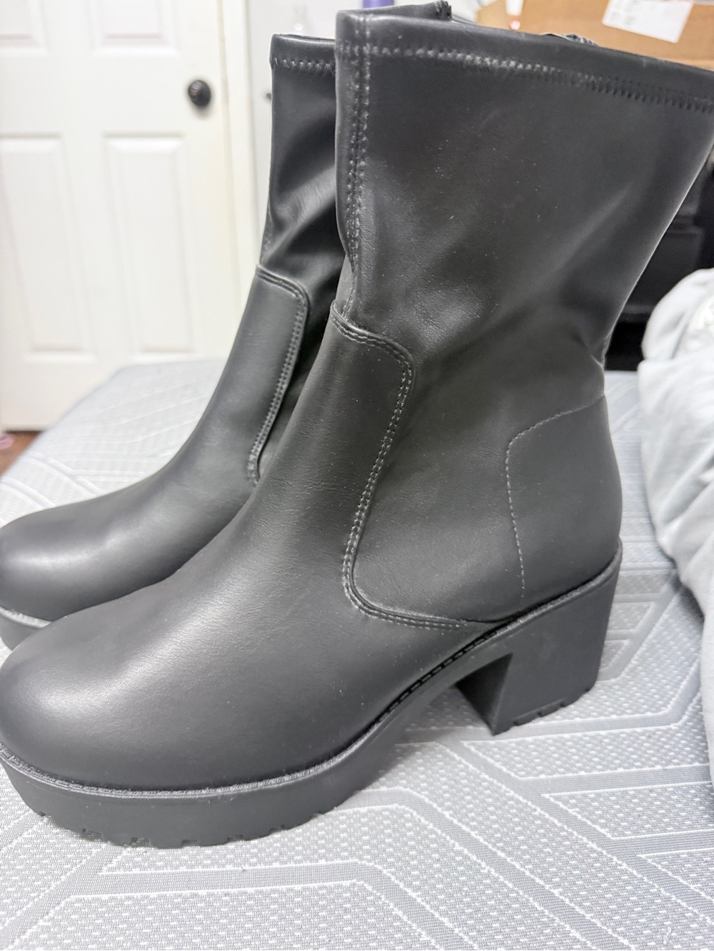 Call It Spring Black Chunky Block Heel Ankle Boots